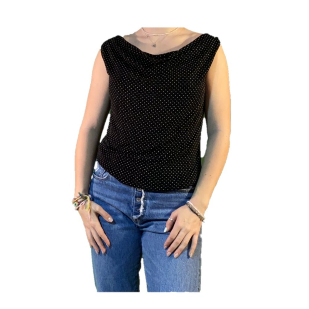 Black Elegant Polka Dot Blouse